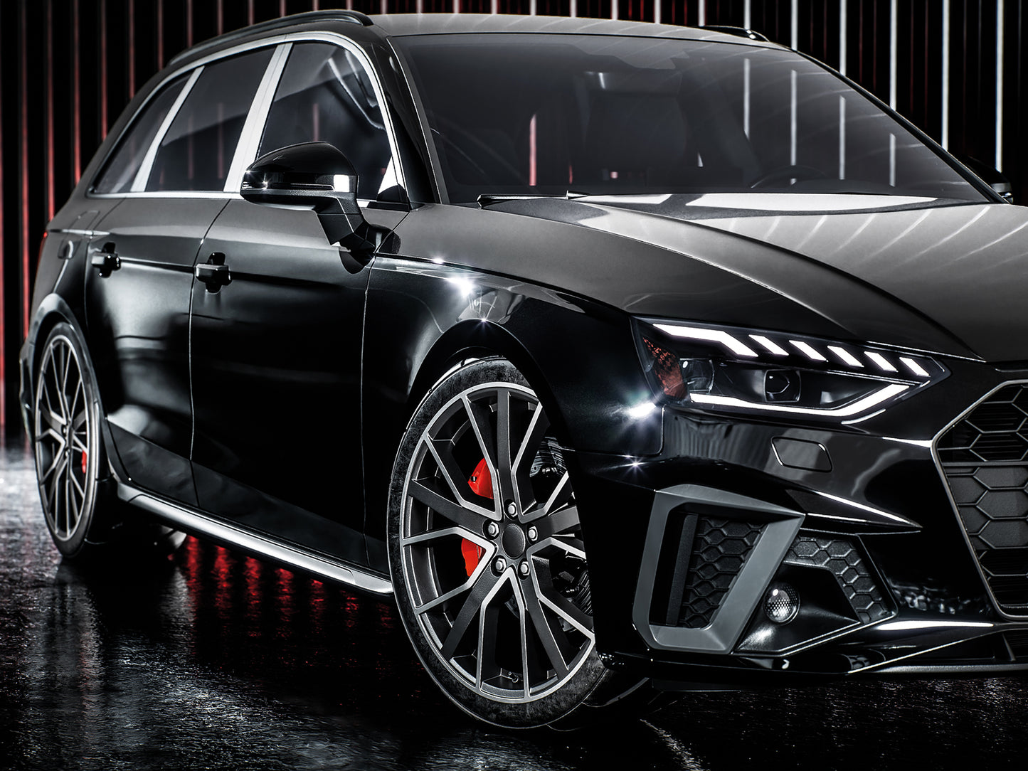 Folie auto neagra stralucitoare instalata pe masina