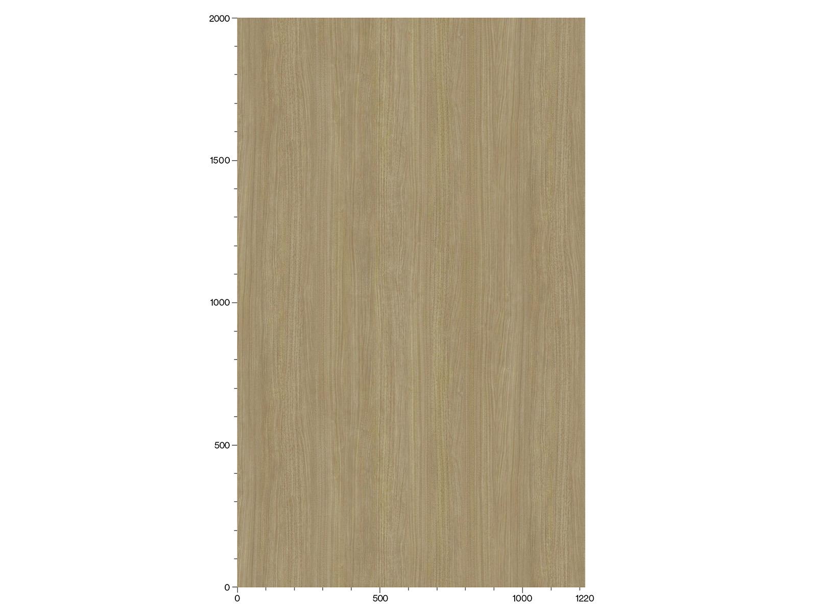 bucata dreptunghiulara de lemn bej care indica dimensiuni, cu o scara de masurare in partea de jos de la 0 la 1220 si in stanga de la 0 la 2000