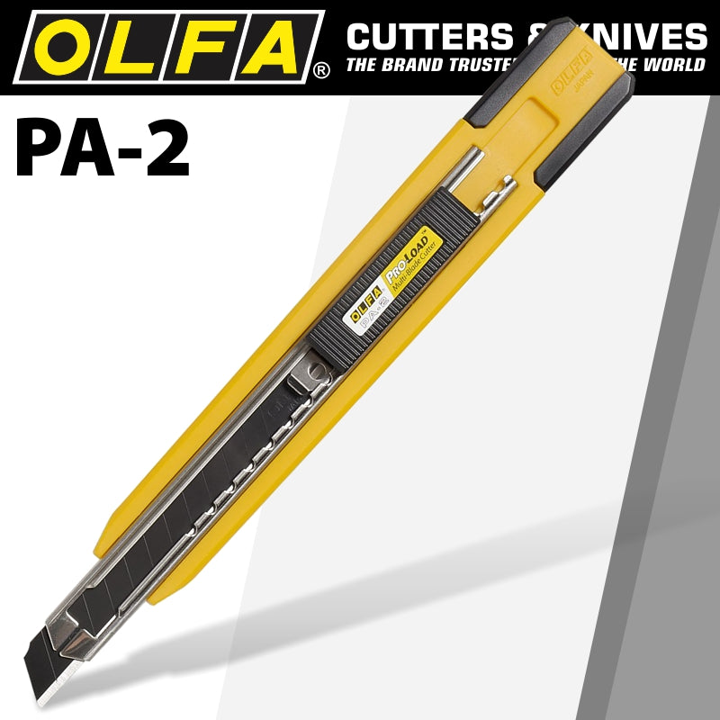 Cutter galben pozitionat oblic cu logo-ul OlLFA PA-2  in stanga sus