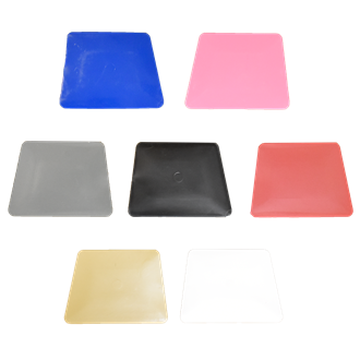 7 raclete in forma de trapez albastru, roz, argintiu, negru, portocaliu, alb, auriu