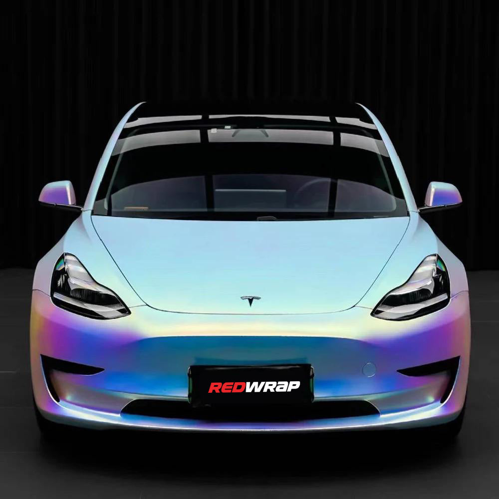 RedWrap Car Wrap Special Effects Matte Rainbow Chrome White