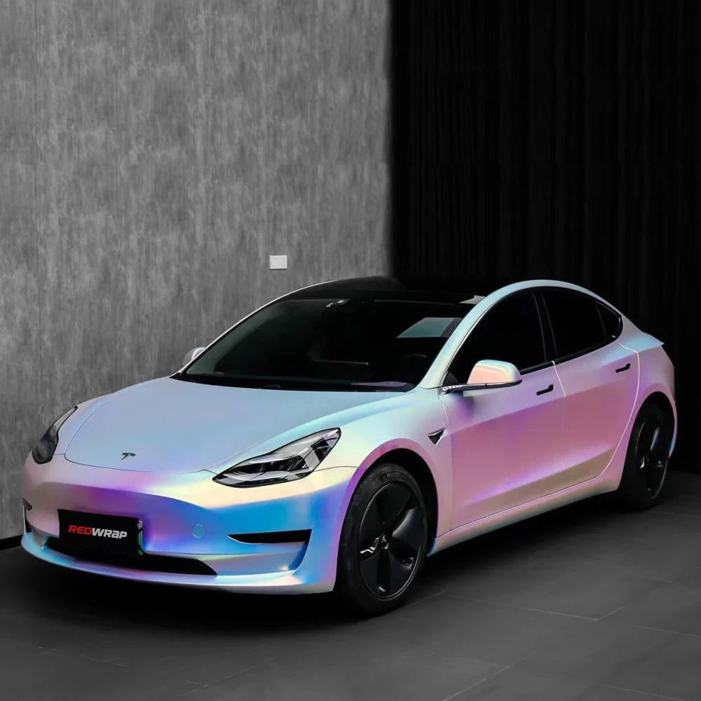 RedWrap Car Wrap Special Effects Matte Rainbow Chrome White
