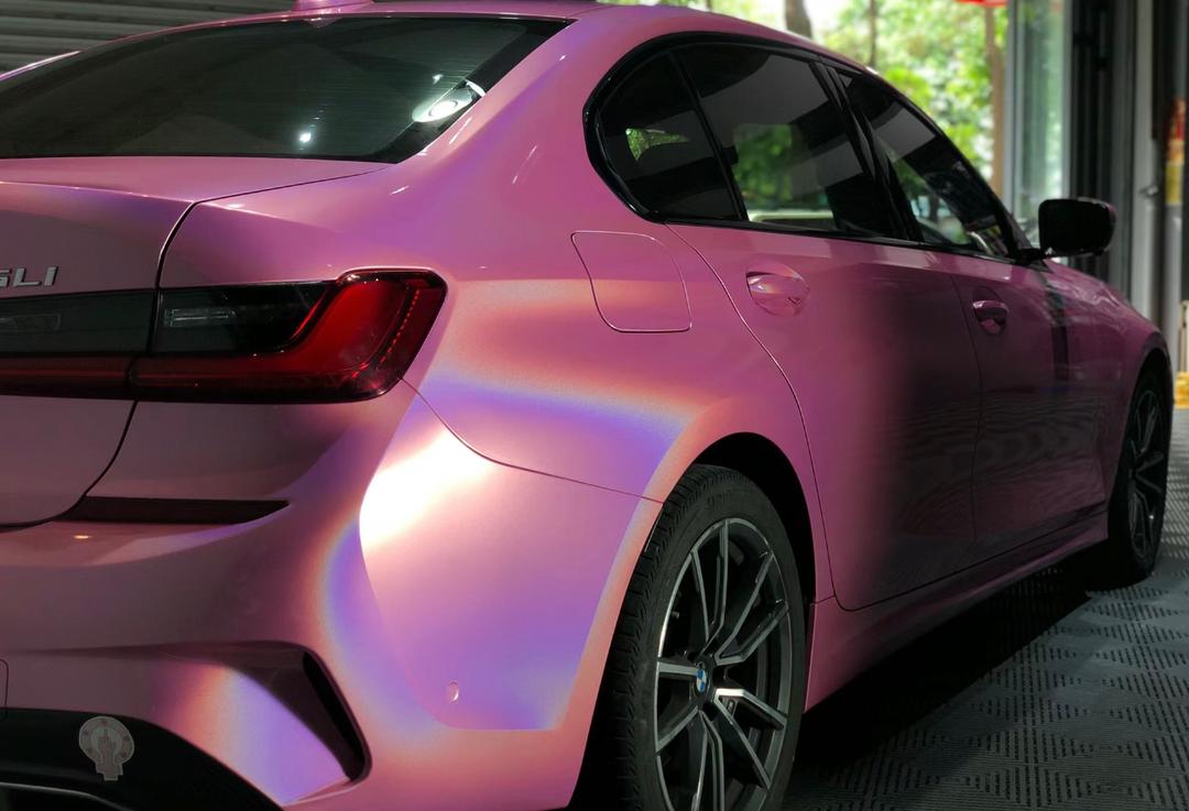 RedWrap Car Wrap Special Effects Holographic Metallic Sakura Pink