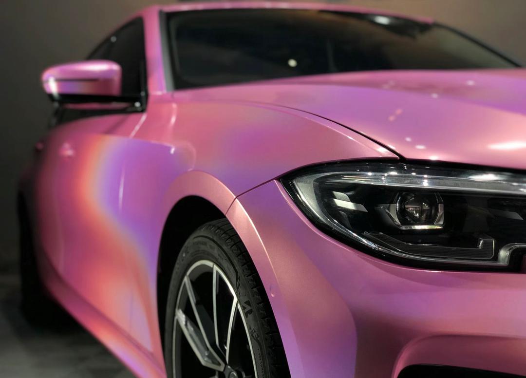 RedWrap Car Wrap Special Effects Holographic Metallic Sakura Pink