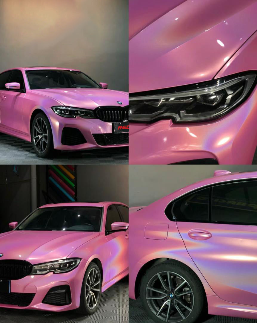 RedWrap Car Wrap Special Effects Holographic Metallic Sakura Pink
