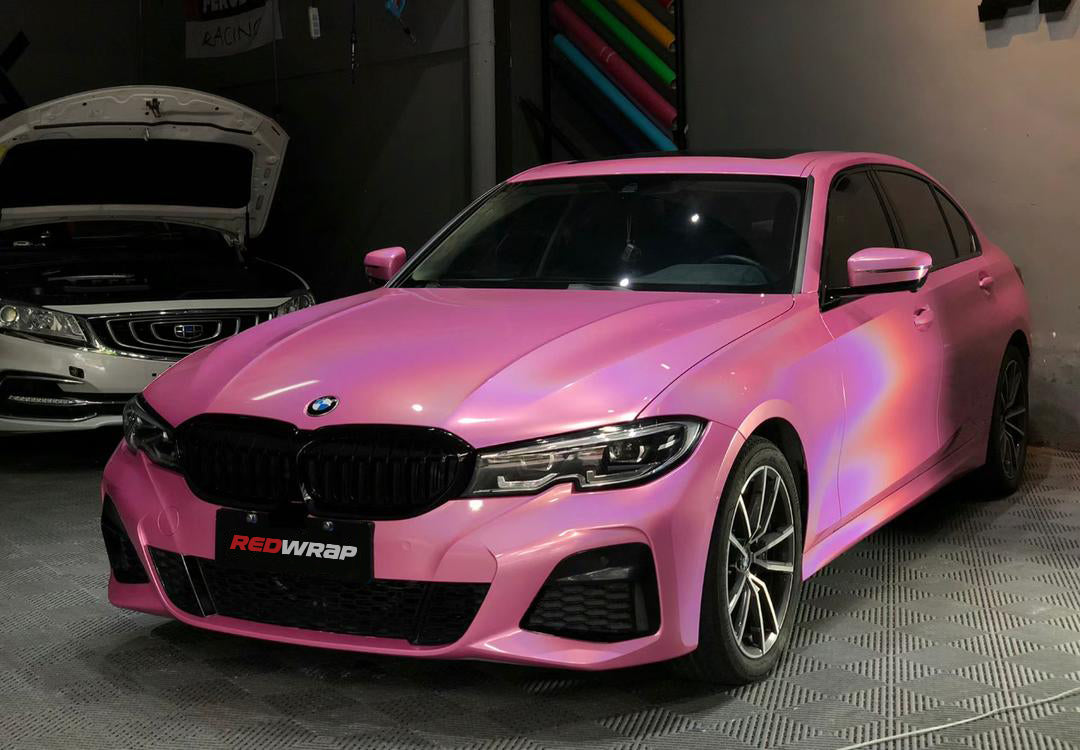 RedWrap Car Wrap Special Effects Holographic Metallic Sakura Pink