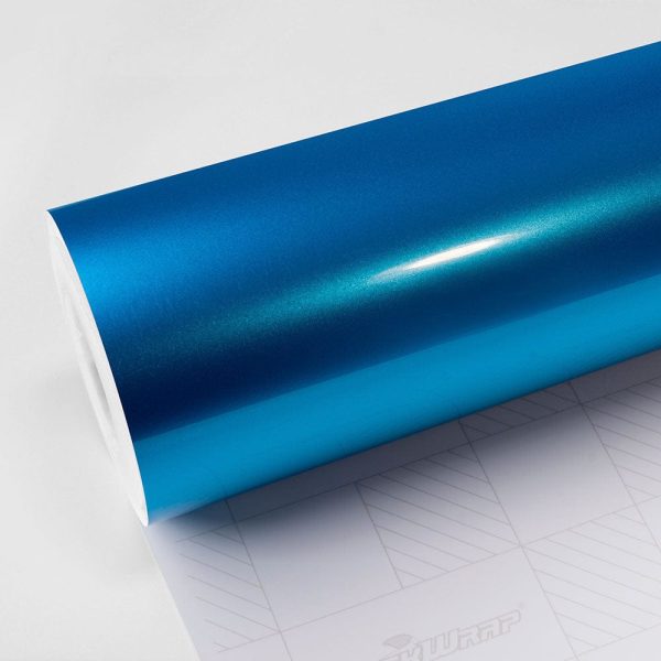 rola autocolant albastru deschis metalizat