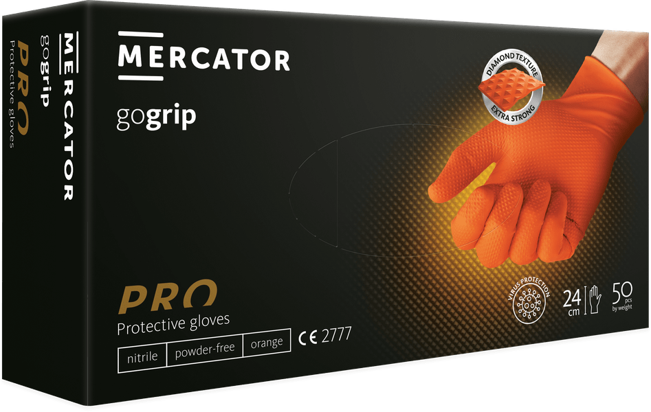 cutie manusi nitril Mercator GoGrip Portocaliu