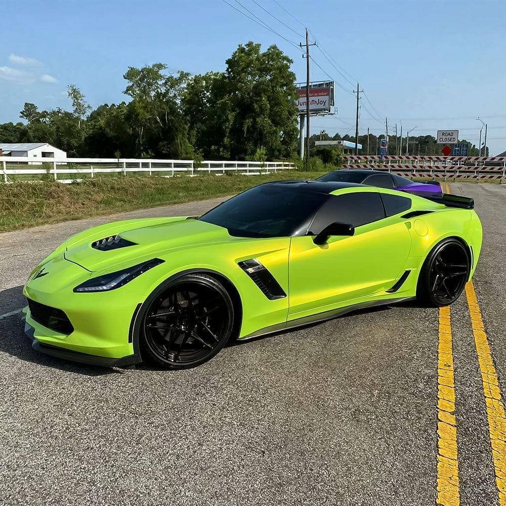 TeckWrap Gloss Metallic Vinyl Wrap (RB-HD) with plastic liner RB07 - Acid Lime
