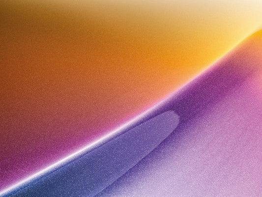 folie auto stralucitoare, gradient galben, portocaliu, roz si mov.