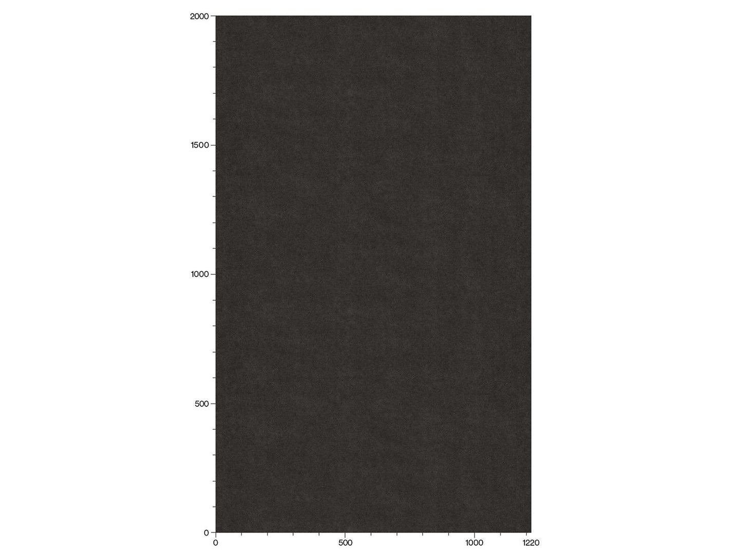 dreptunghi negru care indica dimensiuni, cu o scara de masurare in partea de jos de la 0 la 1220 si in stanga de la 0 la 2000