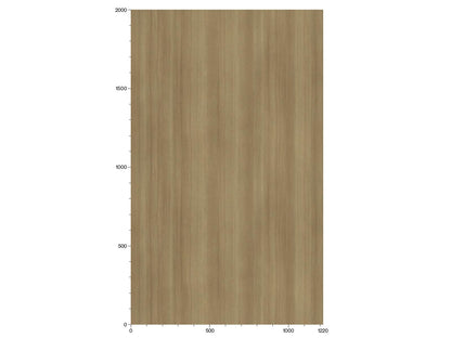 bucata dreptunghiulara de lemn maro deschis care indica dimensiuni, cu o scara de masurare in partea de jos de la 0 la 1220 si in stanga de la 0 la 2000