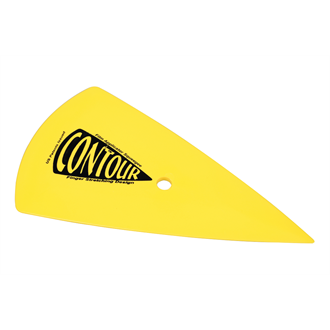 racleta galben cu o parte rotunjita si una ascutita inscriptionata Contour