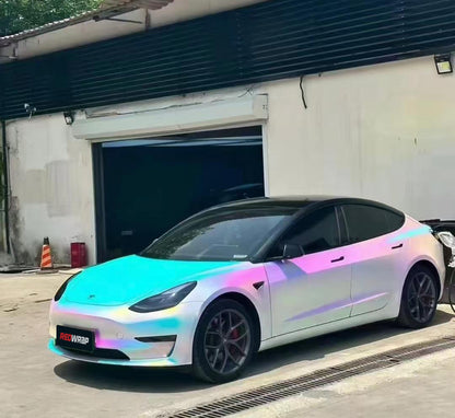 RedWrap Car Wrap Special Effects Matte Rainbow Chrome White
