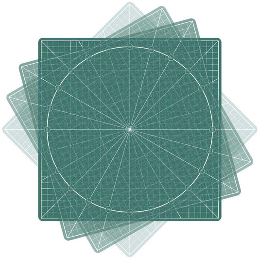 placa de taiere patrata, verde in mai multe etape de rotatie