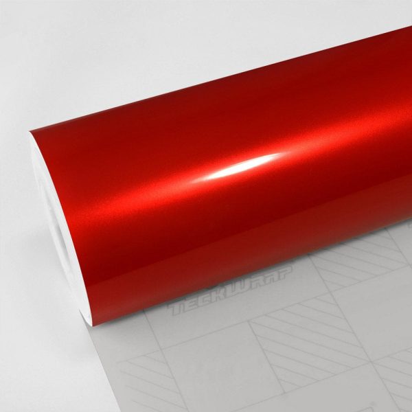 TeckWrap Gloss Metallic Vinyl Wrap (RB-HD) with plastic liner RB01 - Fierce Red